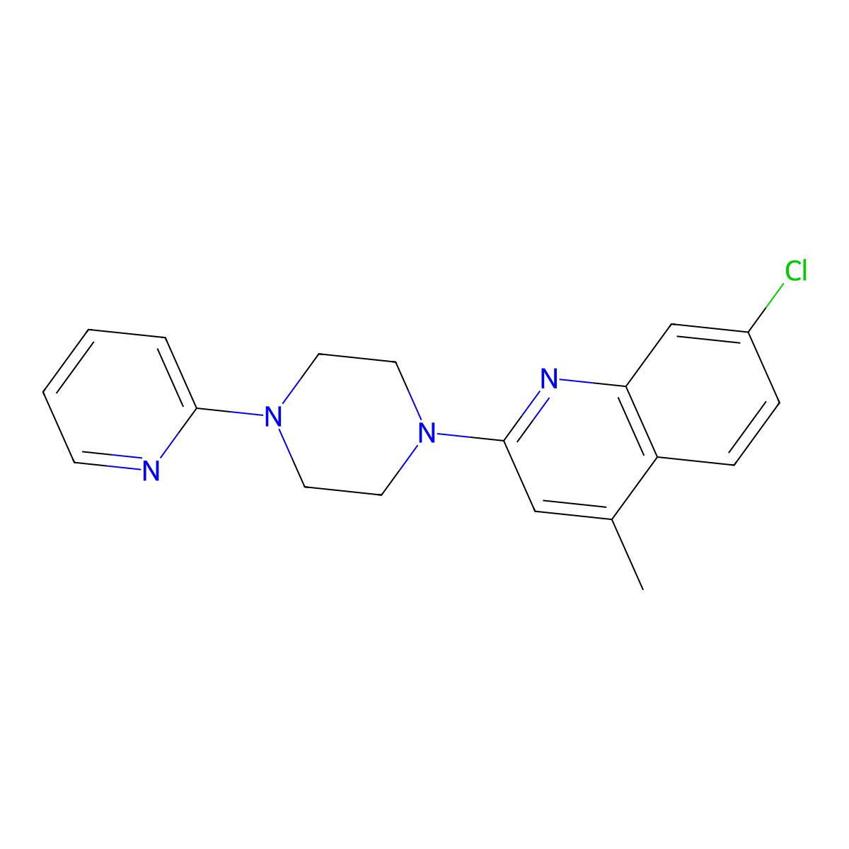 7-Chloro-4-methyl-2-(4-pyridin-2-ylpiperazin-1-yl)quinoline molecular structure, CAS 864425-32-1