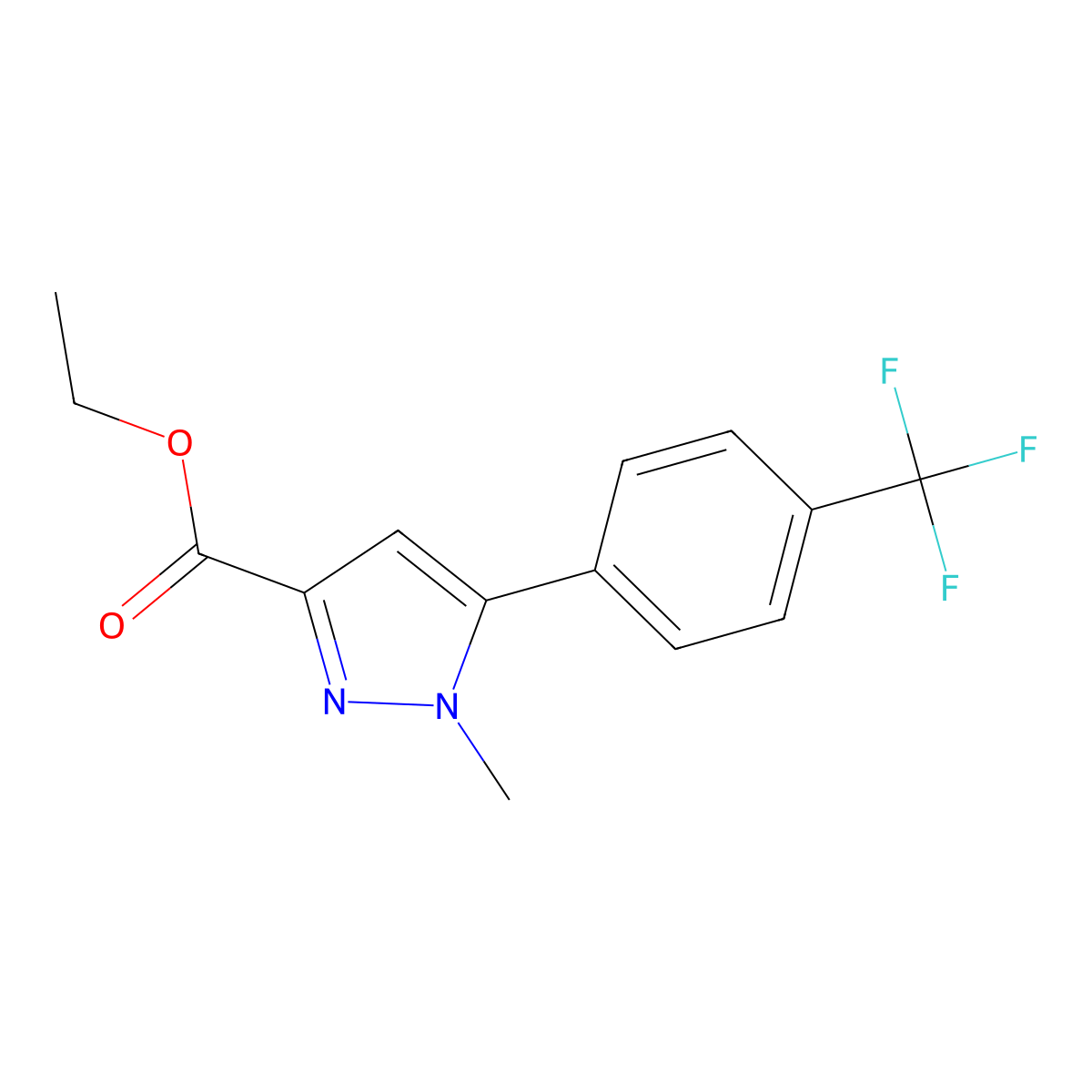 1-methyl-5-(4-trifluoromethyl-phenyl)-1H-pyrazole-3-carboxylic acid ethyl ester molecular structure, CAS 864426-79-9