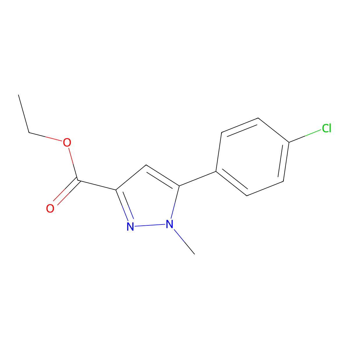 ethyl 5-(4-chlorophenyl)-1-methyl-1H-pyrazole-3-carboxylate molecular structure, CAS 864426-88-0