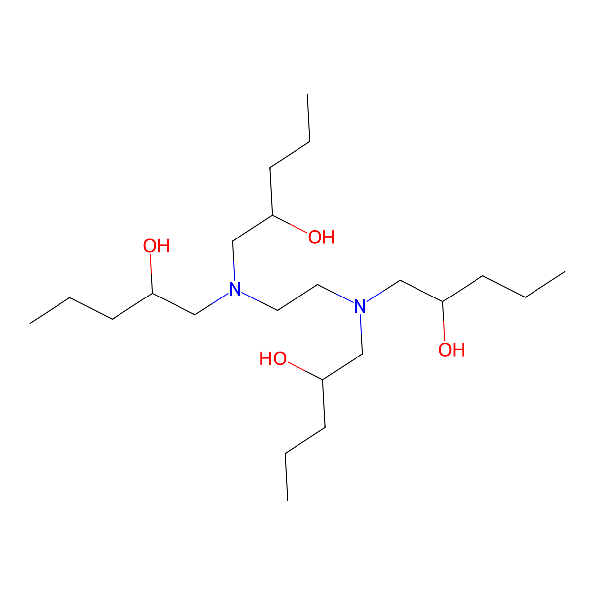 N,N,N',N'-Tetrakis(2-hydroxypentyl)ethylenediamine molecular structure, CAS 86443-82-5