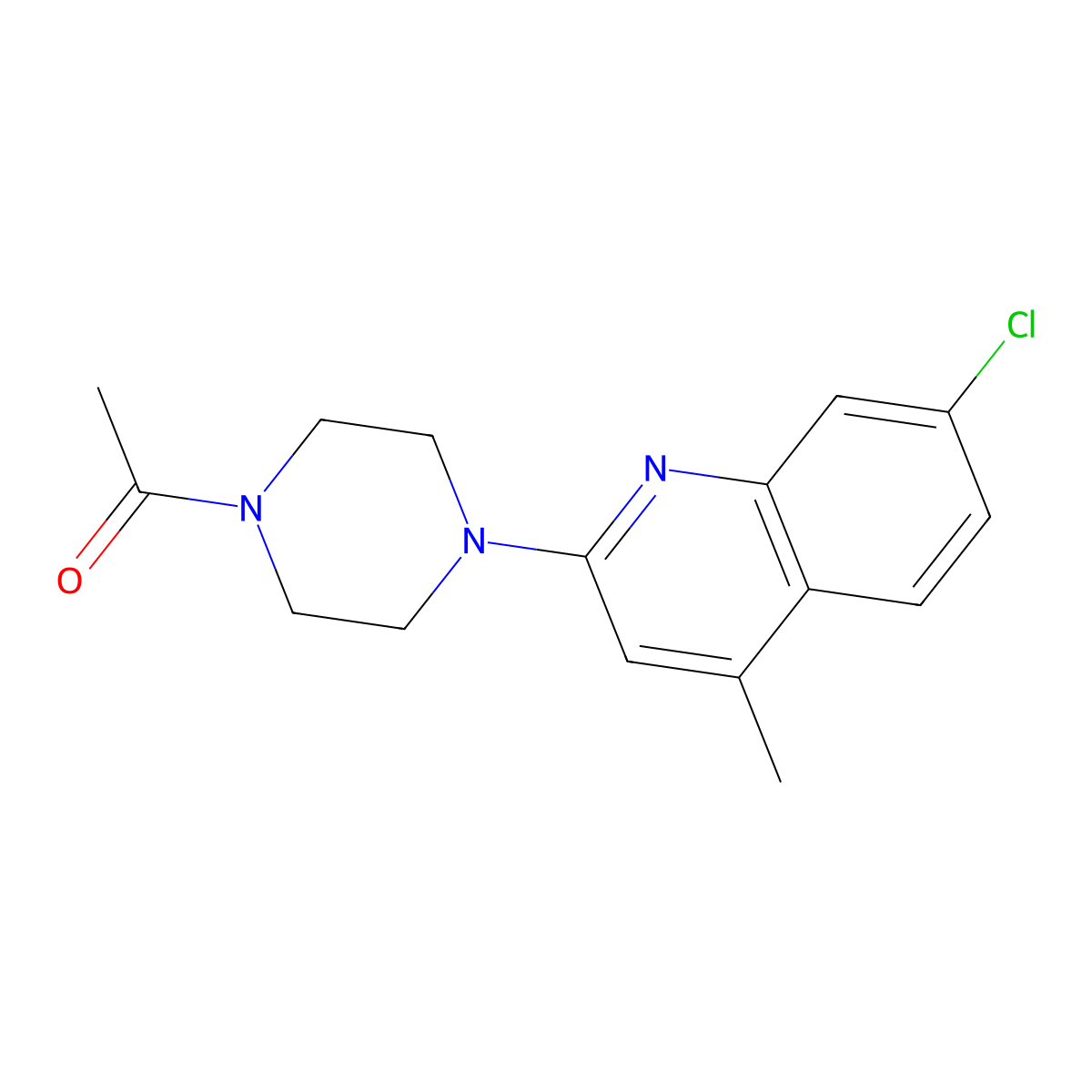 2-(4-Acetylpiperazin-1-yl)-7-chloro-4-methylquinoline molecular structure, CAS 864430-97-7