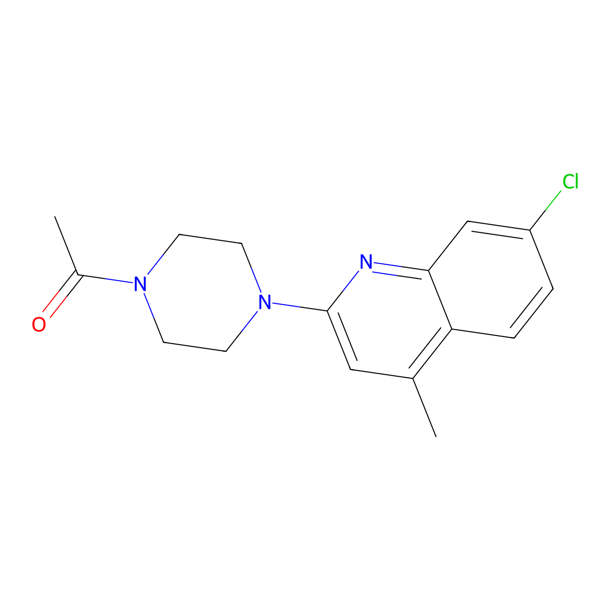 2-(4-Acetylpiperazin-1-yl)-7-chloro-4-methylquinoline molecular structure, CAS 864430-97-7