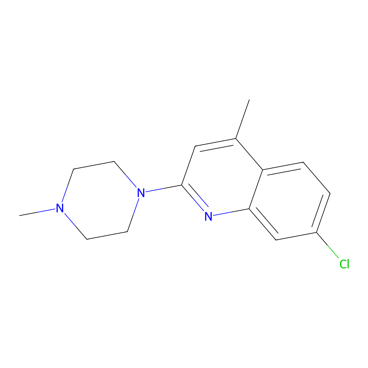 7-Chloro-4-methyl-2-(4-methylpiperazin-1-yl)quinoline molecular structure, CAS 864431-53-8