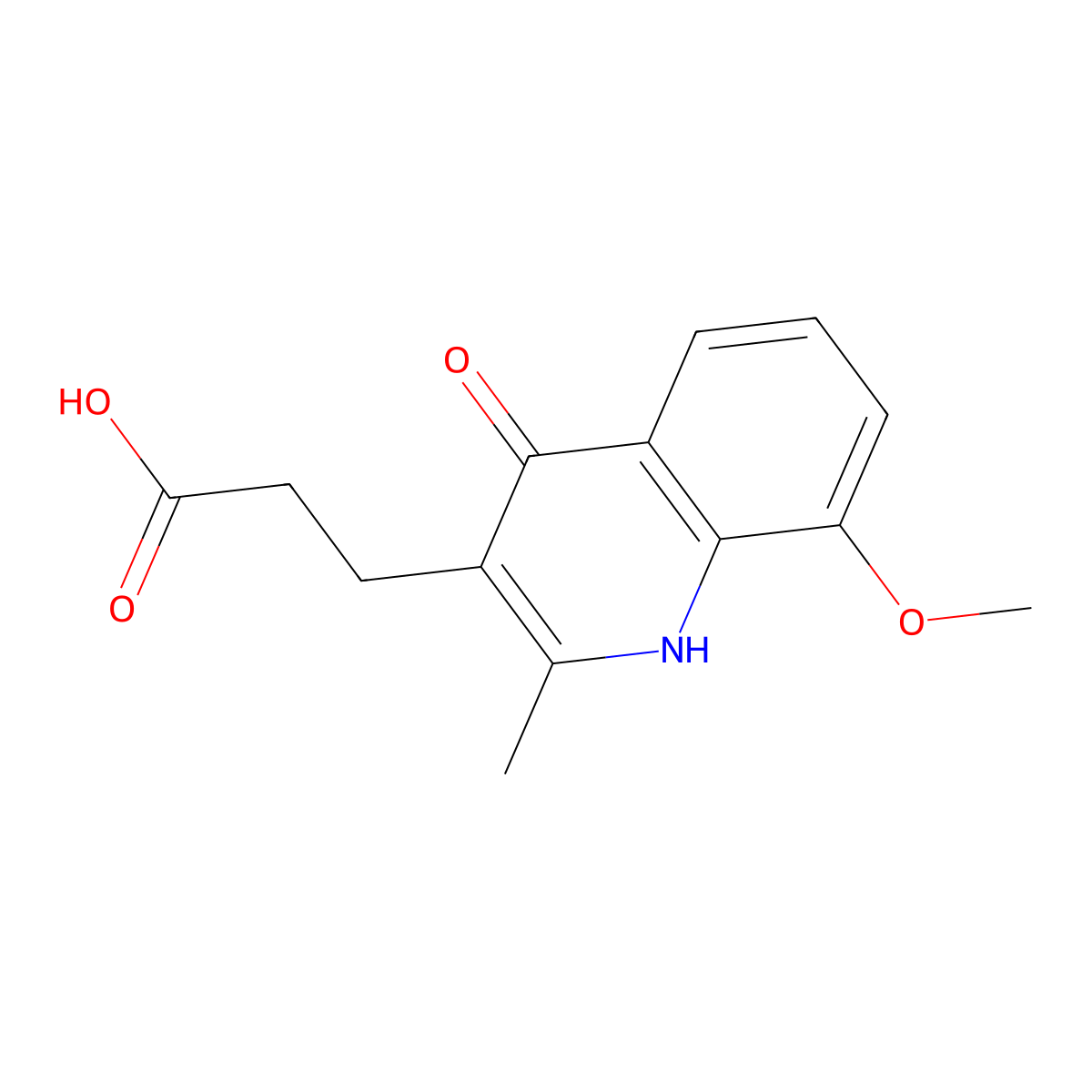 3-(4-Hydroxy-8-methoxy-2-methyl-quinolin-3-yl)-propionic acid molecular structure, CAS 864433-55-6
