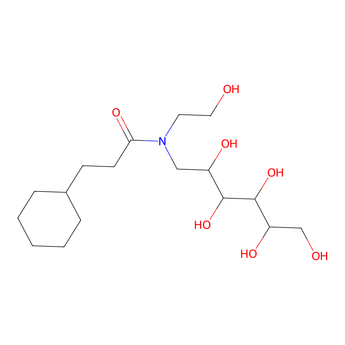 Cyclohexylpropanoyl-N-Hydroxyethylglucamide molecular structure, CAS 864434-14-0