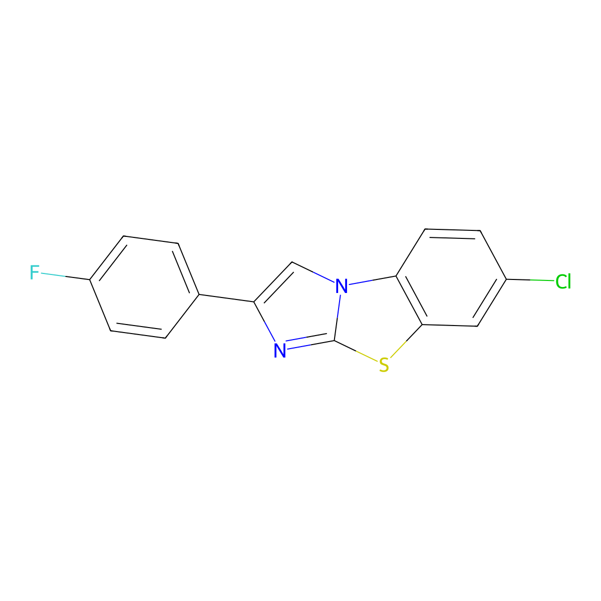7-Chloro-2-(4-fluorophenyl)imidazo[2,1-b]benzothiazole molecular structure, CAS 864434-25-3