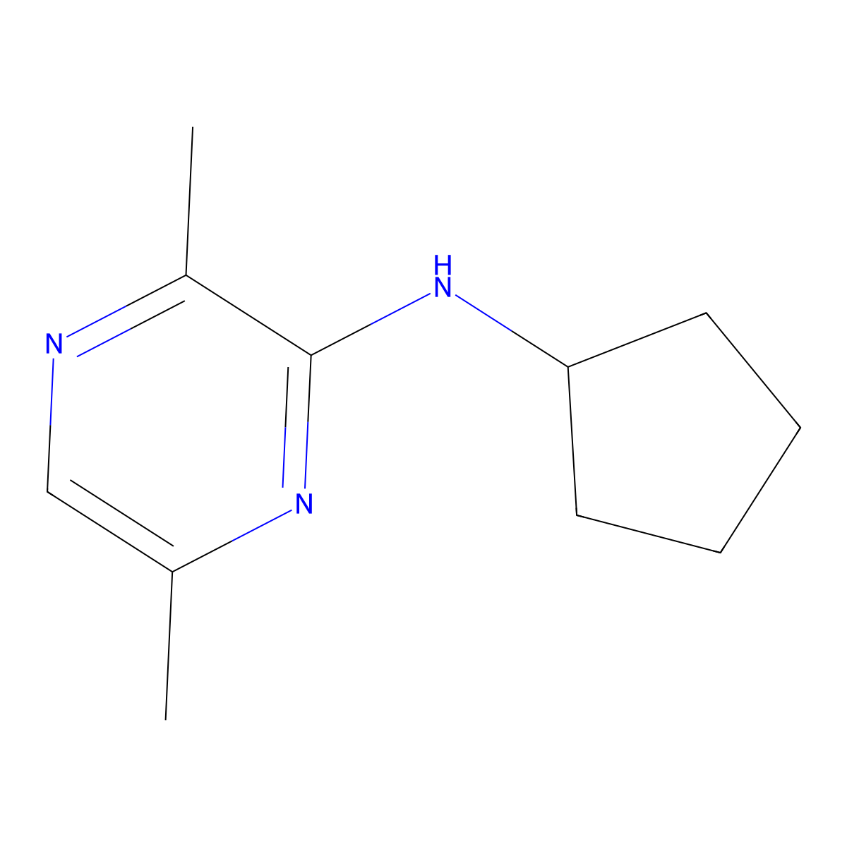 N-cyclopentyl-3,6-dimethyl-2-pyrazinamine molecular structure, CAS 864434-69-5