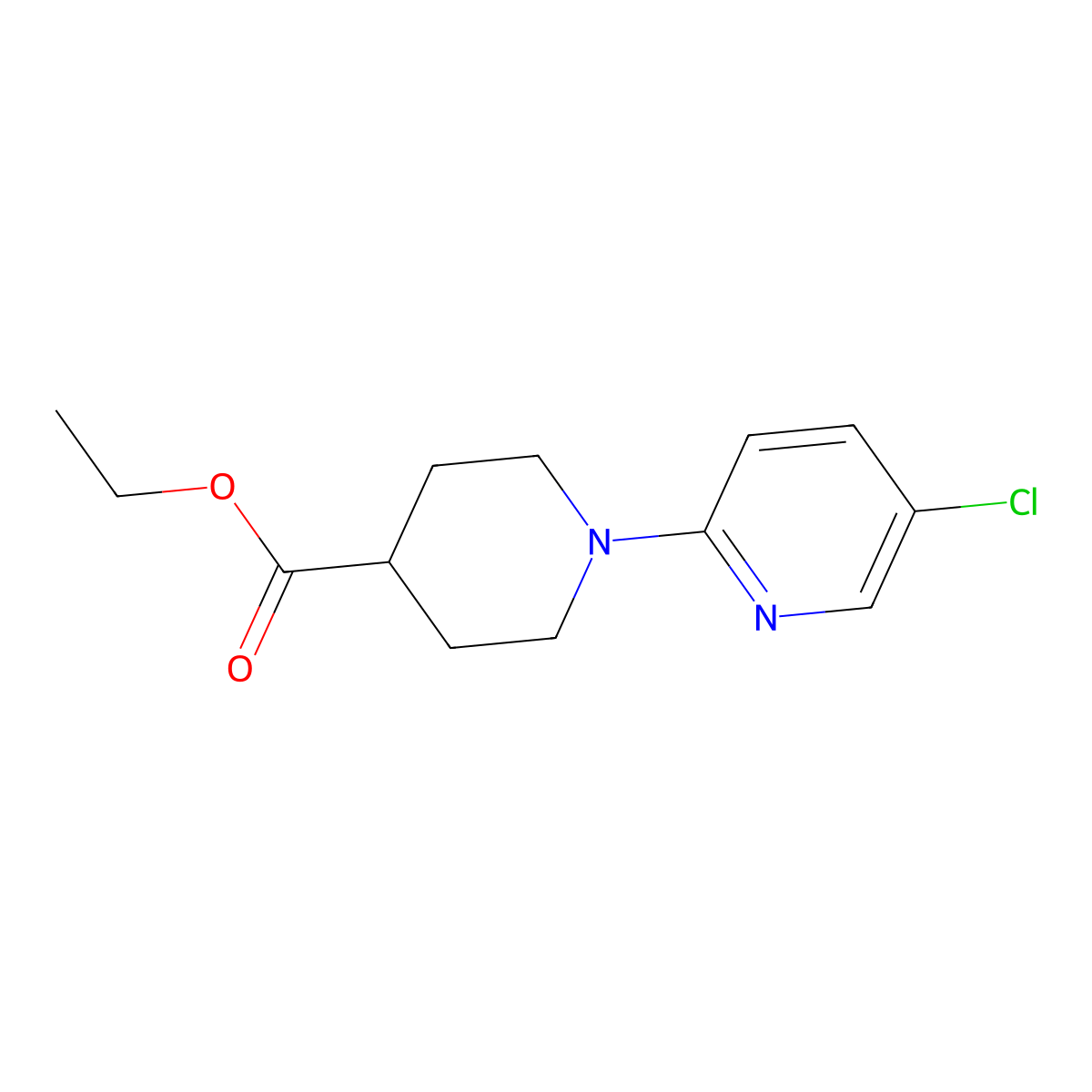 Ethyl 1-(5-chloropyridin-2-yl)piperidine-4-carboxylate molecular structure, CAS 864434-74-2