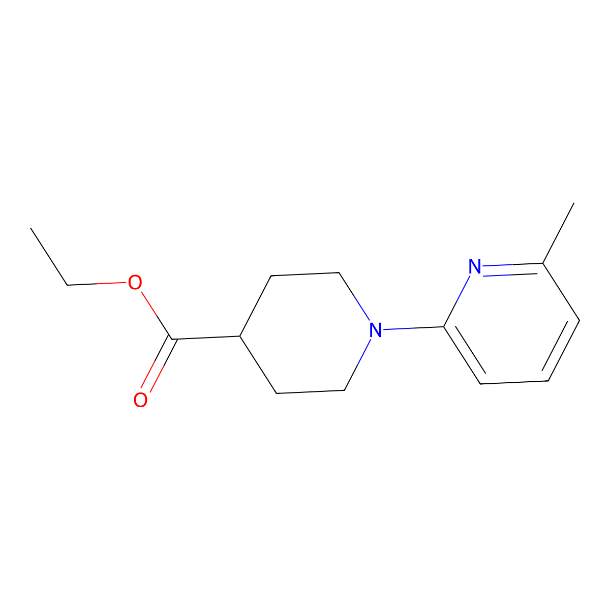 Ethyl 1-(6-methylpyridin-2-yl)piperidine-4-carboxylate molecular structure, CAS 864434-75-3