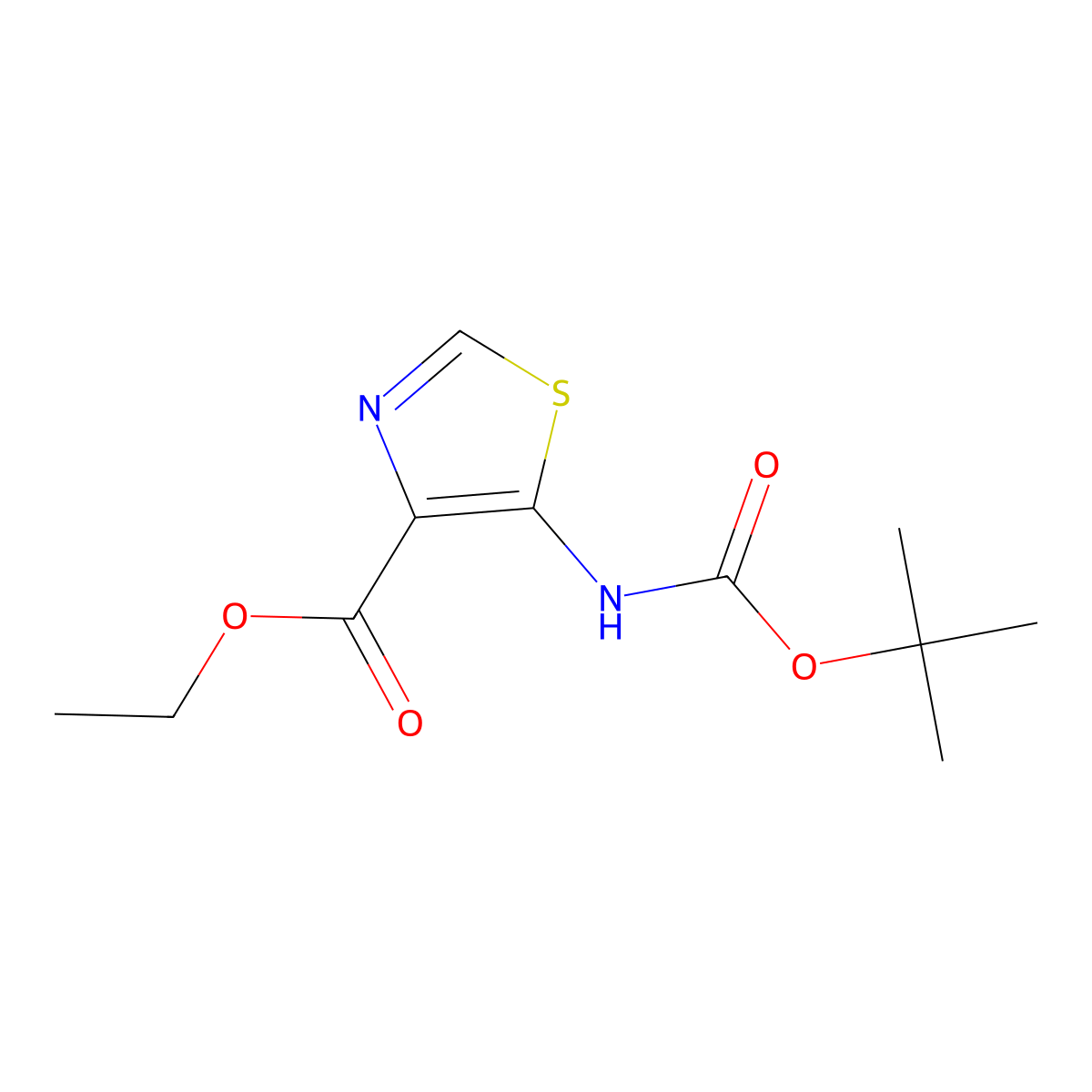 Ethyl 5-(tert-butoxycarbonylamino)thiazole-4-carboxylate molecular structure, CAS 864436-92-0