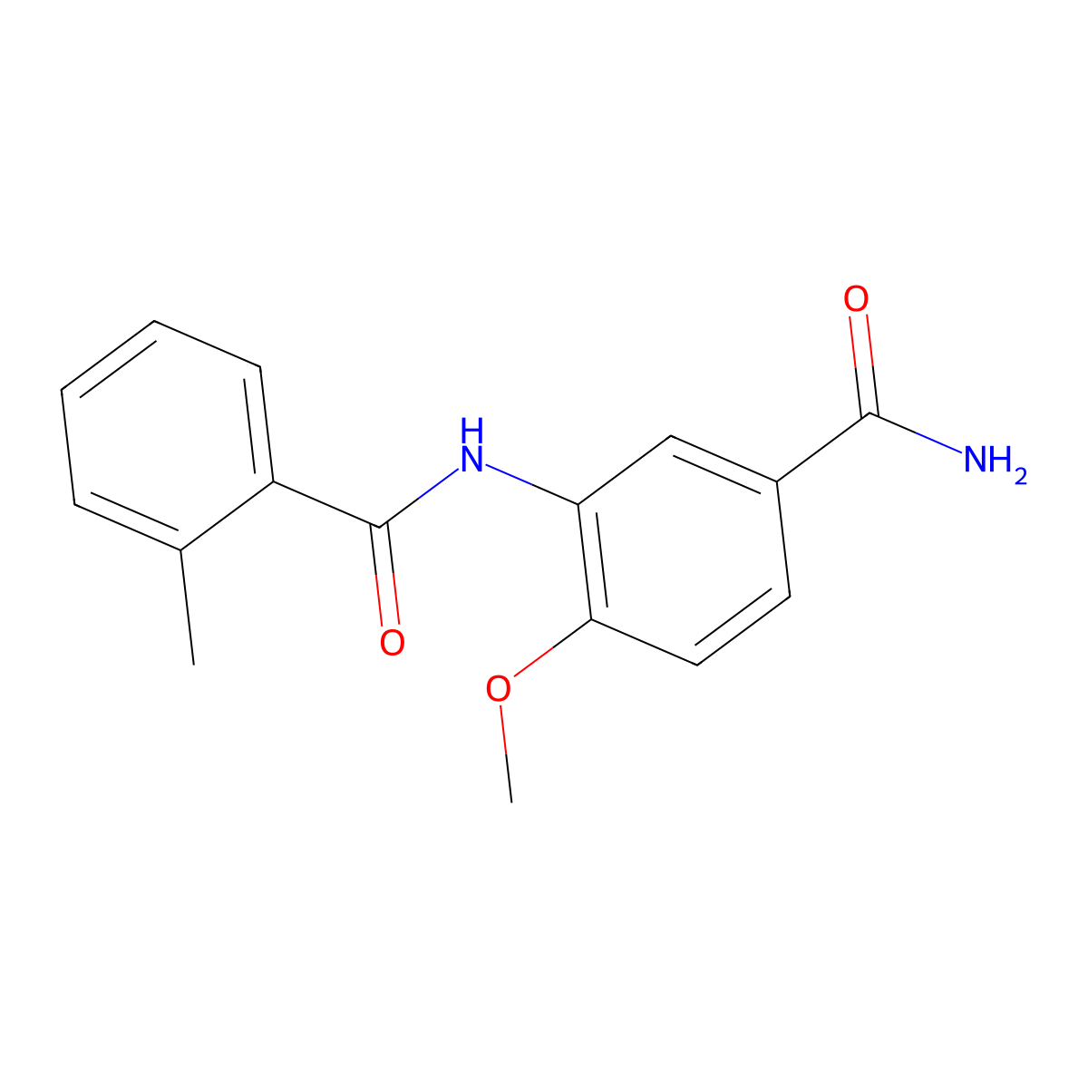 N-[5-(Aminocarbonyl)-2-methoxyphenyl]-2-methylbenzamide molecular structure, CAS 864436-95-3
