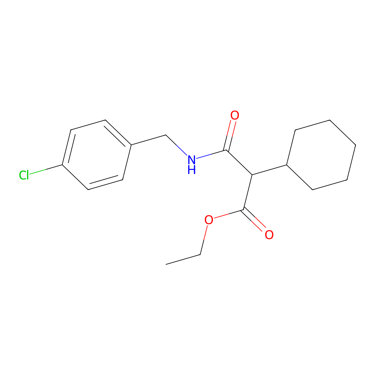 Ethyl 3-[(4-chlorobenzyl)amino]-2-cyclohexyl-3-oxopropanoate molecular structure, CAS 864437-10-5