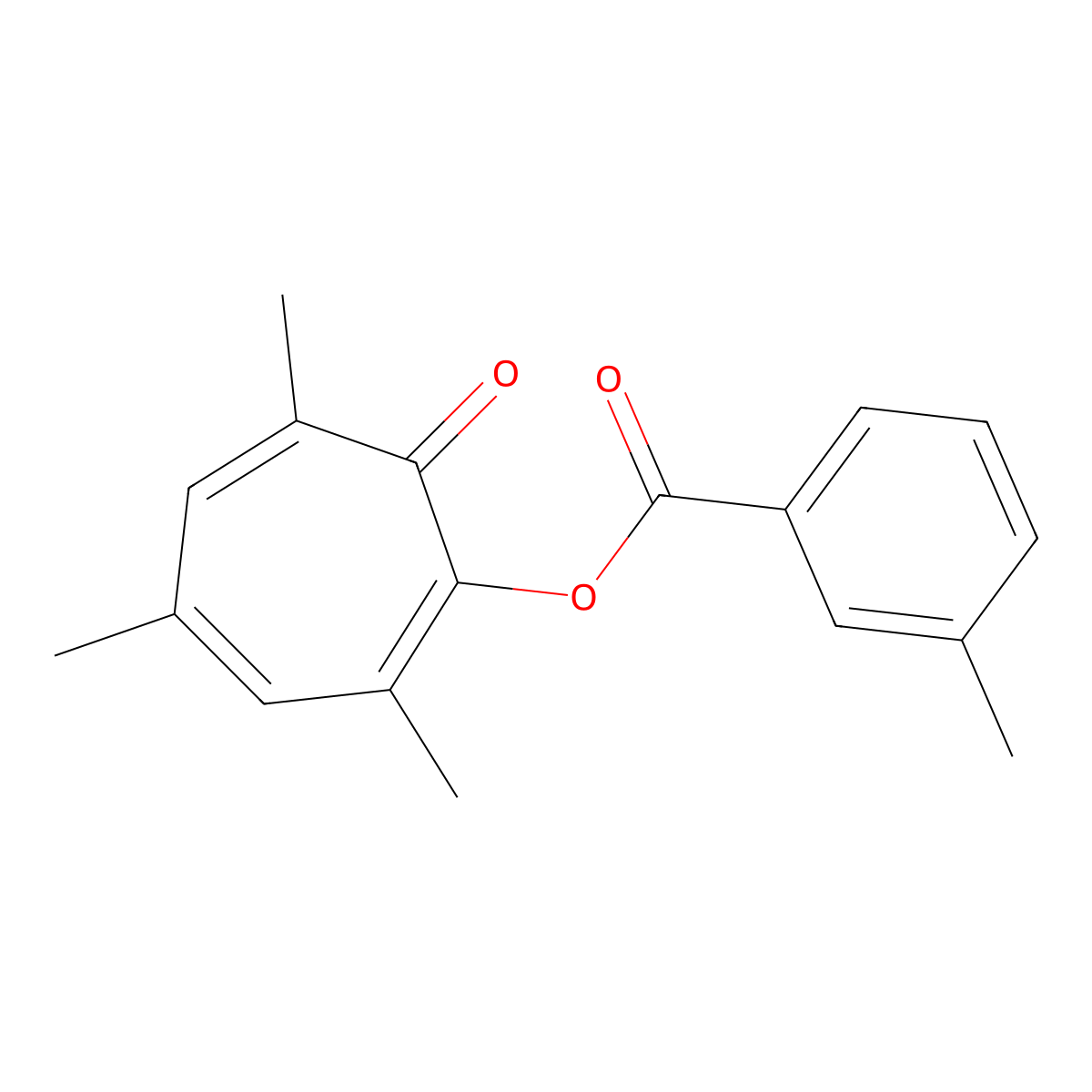 2,4,6-Trimethyl-7-oxo-1,3,5-cycloheptatrien-1-yl 3-methylbenzoate molecular structure, CAS 864437-20-7