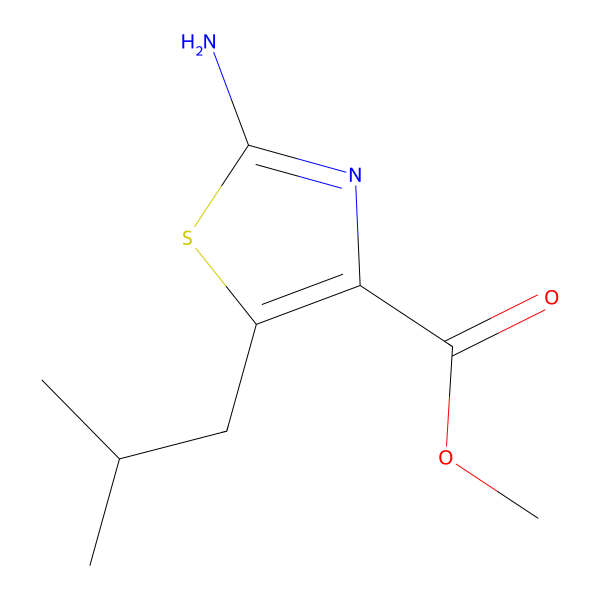 Methyl 2-amino-5-isobutylthiazole-4-carboxylate molecular structure, CAS 864437-22-9