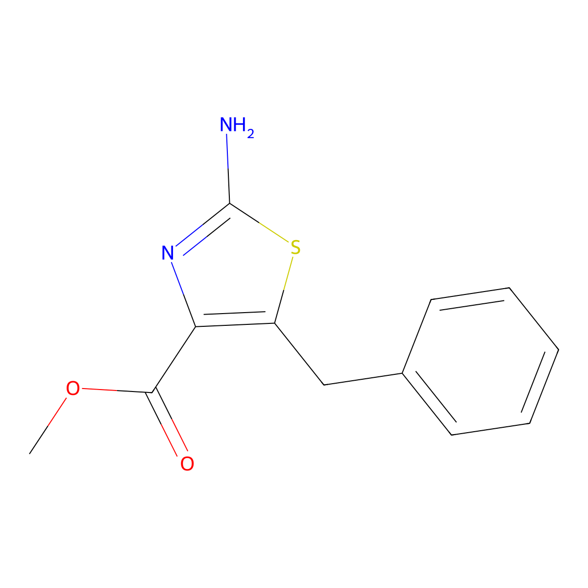 Methyl 2-amino-5-benzyl-1,3-thiazole-4-carboxylate molecular structure, CAS 864437-28-5