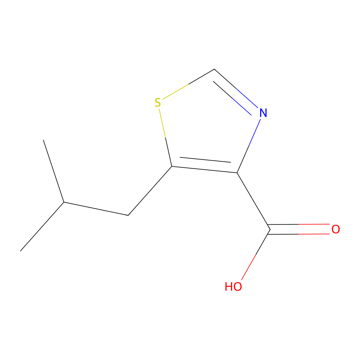 5-(2-Methylpropyl)-1,3-thiazole-4-carboxylic acid molecular structure, CAS 864437-42-3