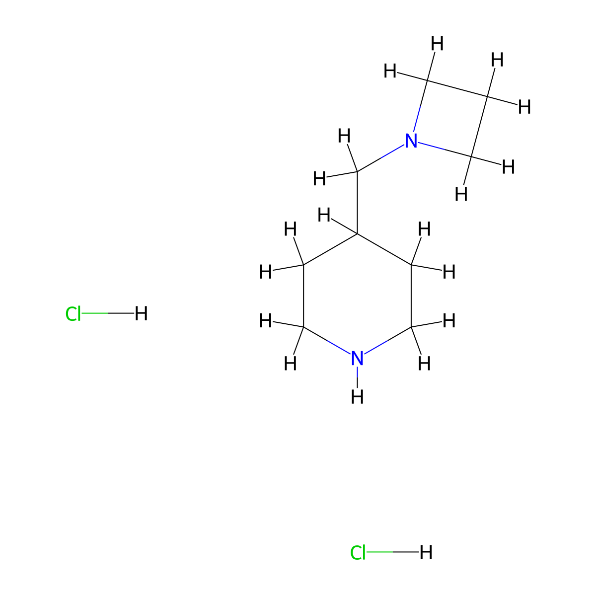 4-(Azetidin-1-ylmethyl)piperidine dihydrochloride molecular structure, CAS 864441-51-0