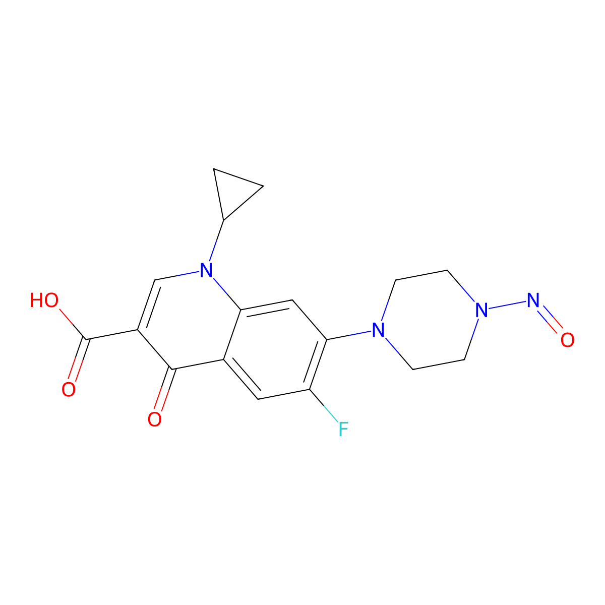1-Cyclopropyl-6-fluoro-7-(4-nitrosopiperazin-1-yl)-4-oxo-1,4-dihydroquinoline-3-carboxylic acid molecular structure, CAS 864443-44-7