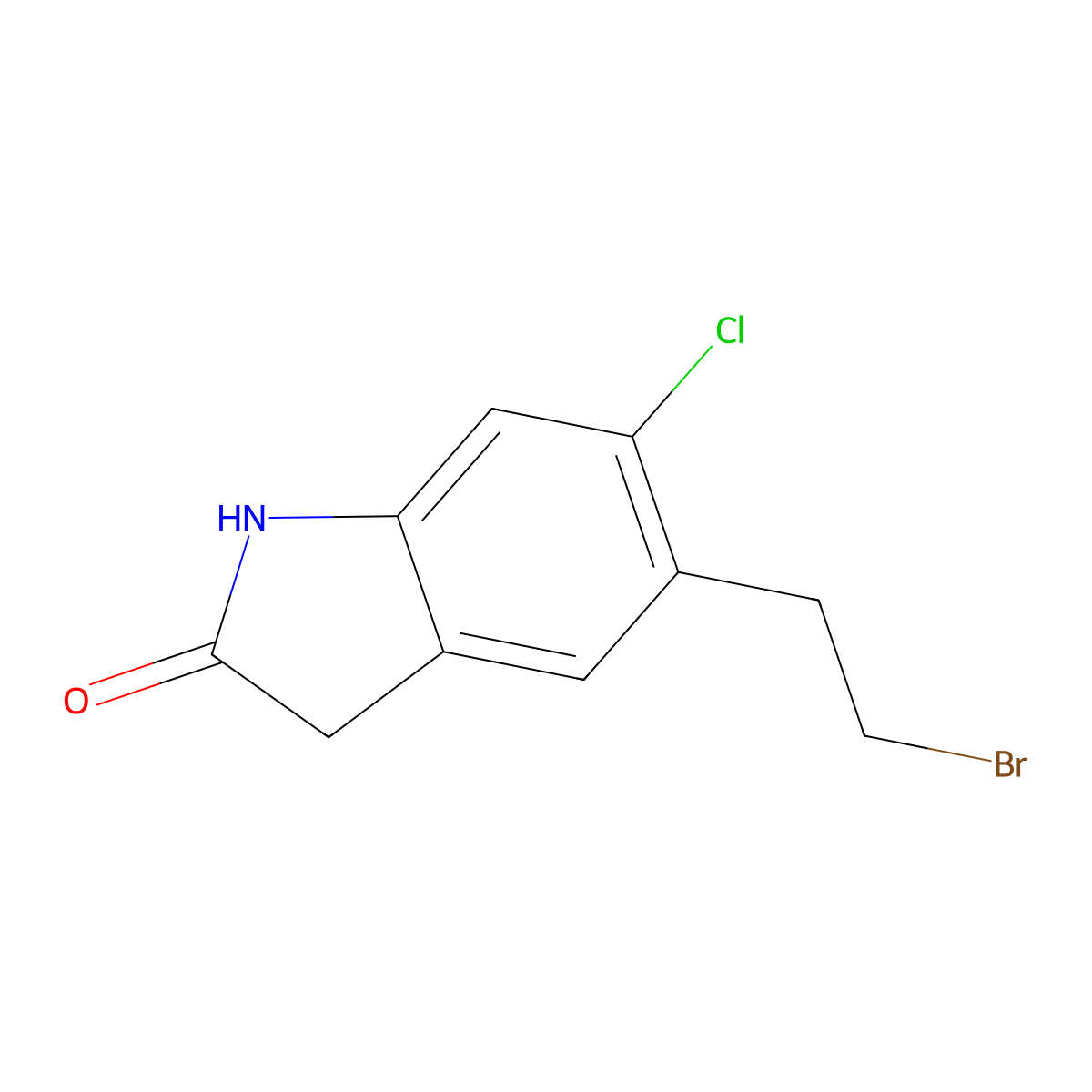 5-(2-Bromoethyl)-6-chloroindolin-2-one molecular structure, CAS 864448-76-0