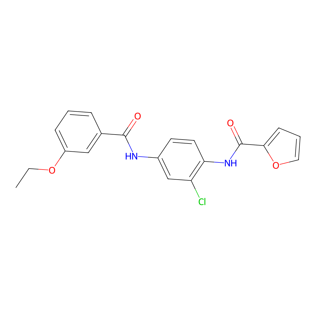 N-[2-chloro-4-[(3-ethoxybenzoyl)amino]phenyl]furan-2-carboxamide molecular structure, CAS 864451-14-9