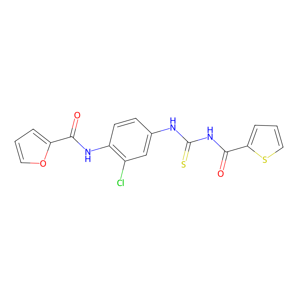 N-[2-chloro-4-(thiophene-2-carbonylcarbamothioylamino)phenyl]furan-2-carboxamide molecular structure, CAS 864451-23-0