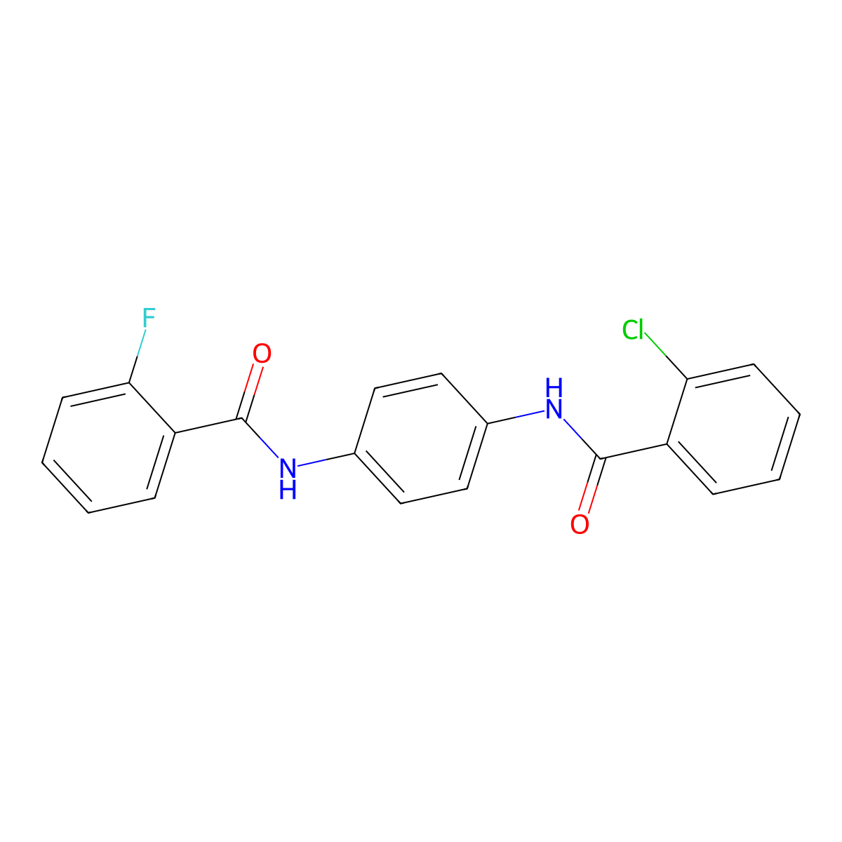 N-[4-[(2-chlorobenzoyl)amino]phenyl]-2-fluorobenzamide molecular structure, CAS 864451-37-6