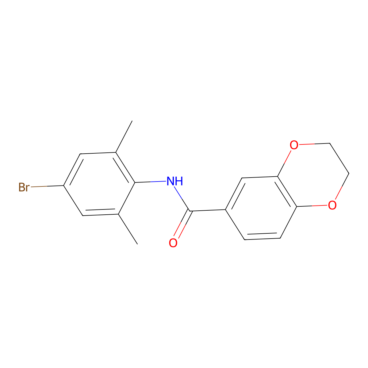 N-(4-bromo-2,6-dimethylphenyl)-2,3-dihydro-1,4-benzodioxine-6-carboxamide molecular structure, CAS 864454-67-1
