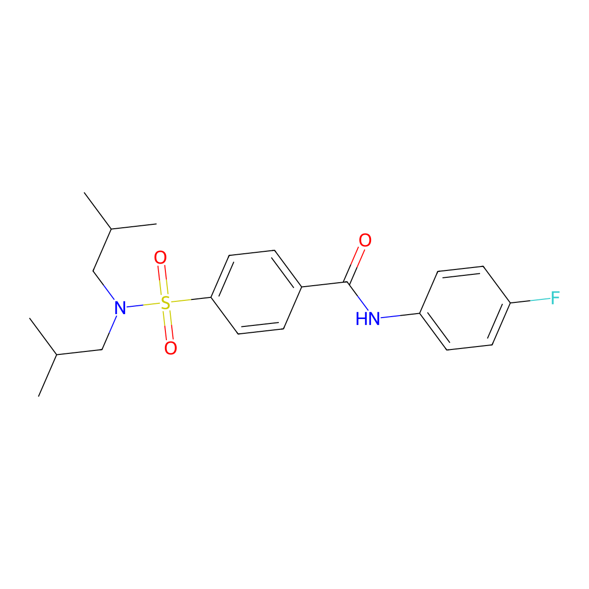 4-[bis(2-methylpropyl)sulfamoyl]-N-(4-fluorophenyl)benzamide molecular structure, CAS 864456-48-4