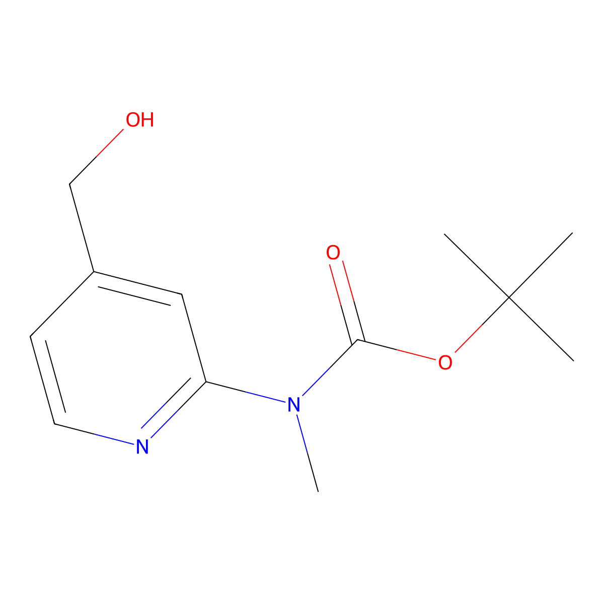 tert-Butyl (4-(hydroxymethyl)pyridin-2-yl)(methyl)carbamate molecular structure, CAS 864460-84-4