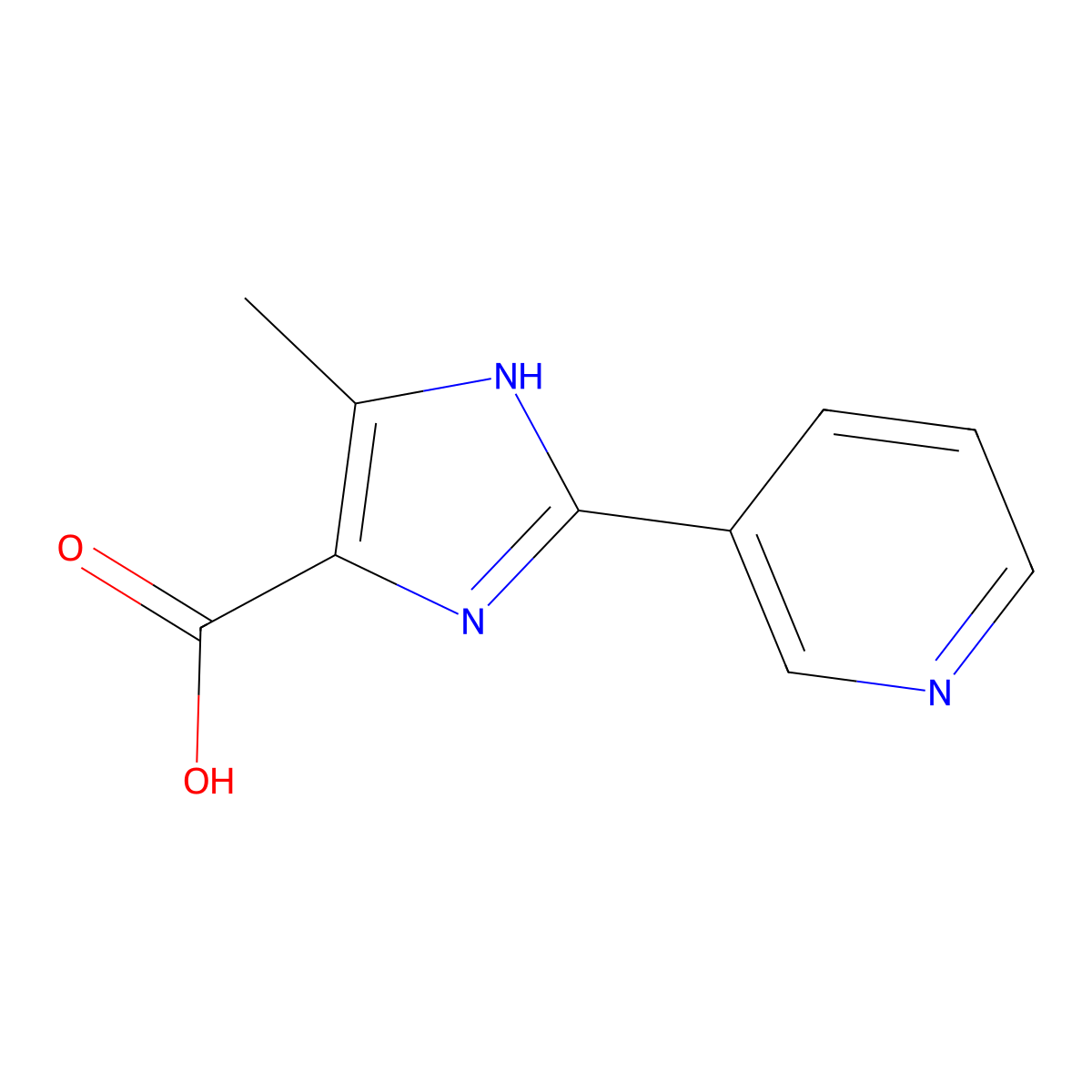 4-methyl-2-(pyridin-3-yl)-1H-imidazole-5-carboxylic acid molecular structure, CAS 864461-16-5