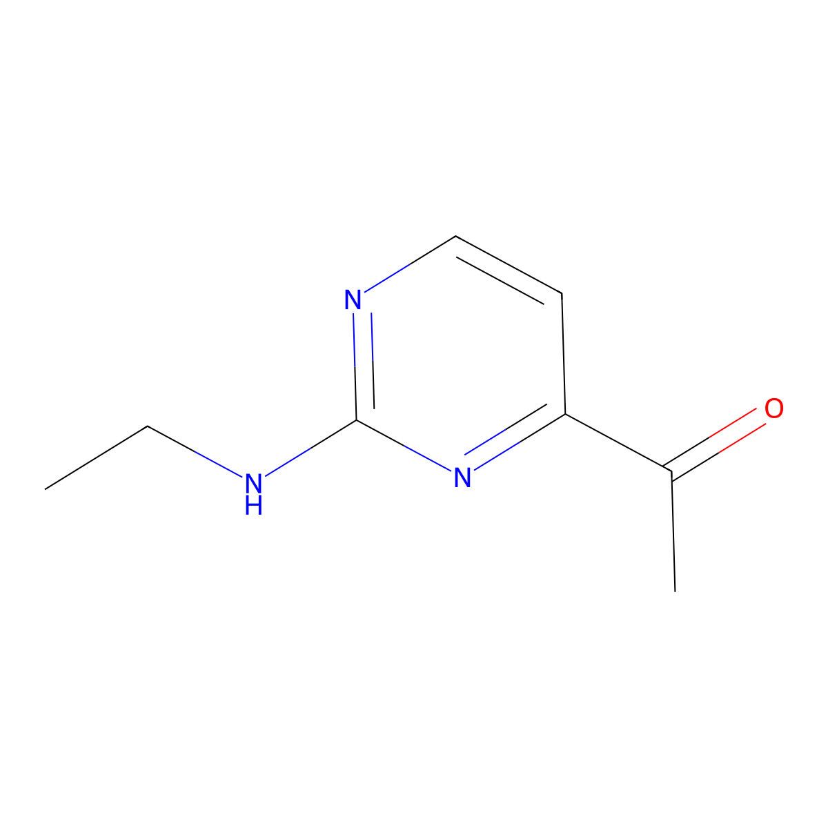 1-(2-(Ethylamino)pyrimidin-4-yl)ethanone molecular structure, CAS 864464-02-8