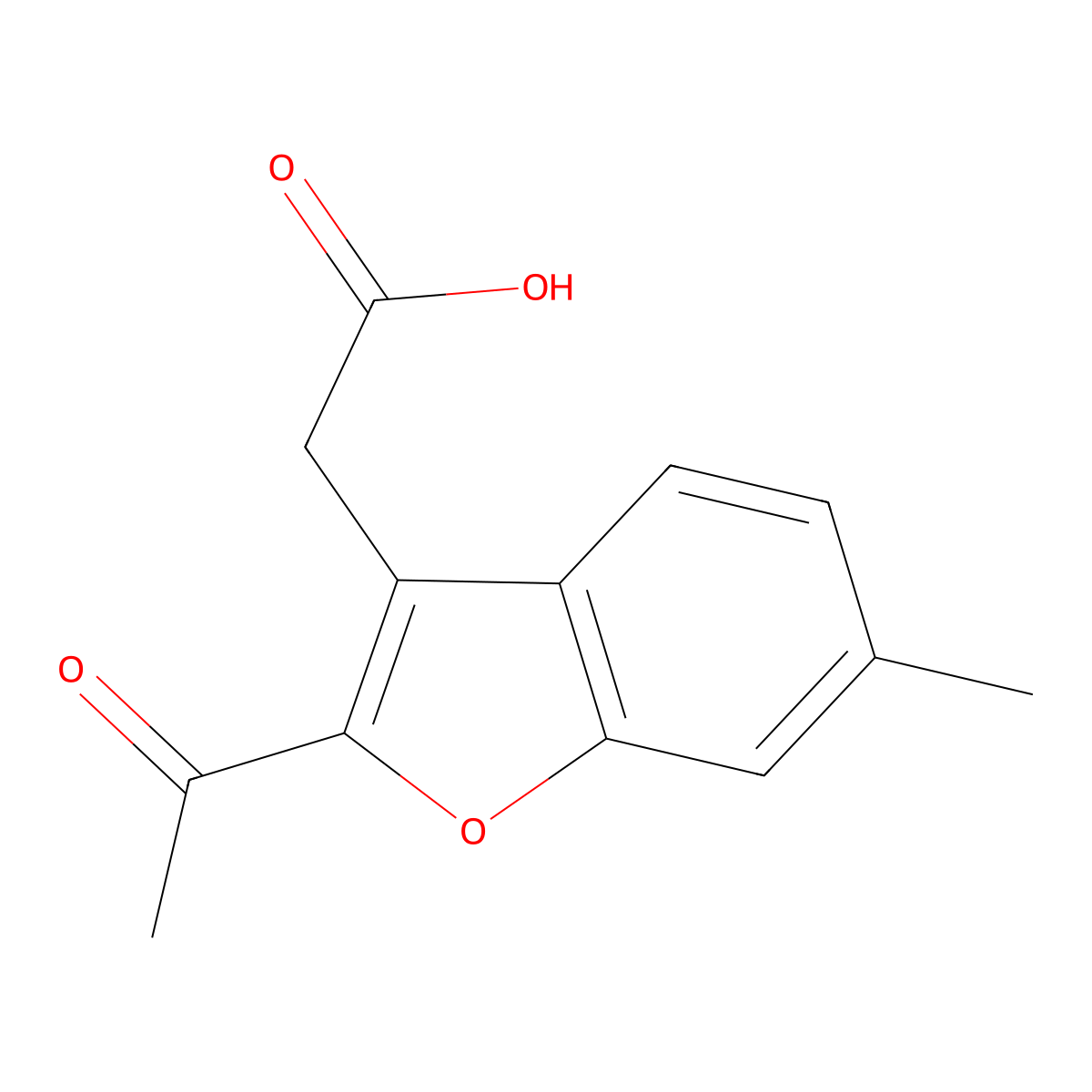 2-(2-Acetyl-6-methyl-1-benzofuran-3-yl)acetic acid molecular structure, CAS 864466-10-4