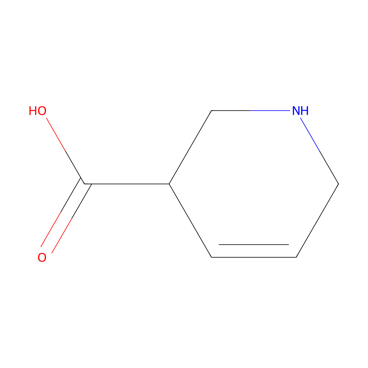 1,2,3,6-tetrahydropyridine-3-carboxylic Acid molecular structure, CAS 86447-23-6