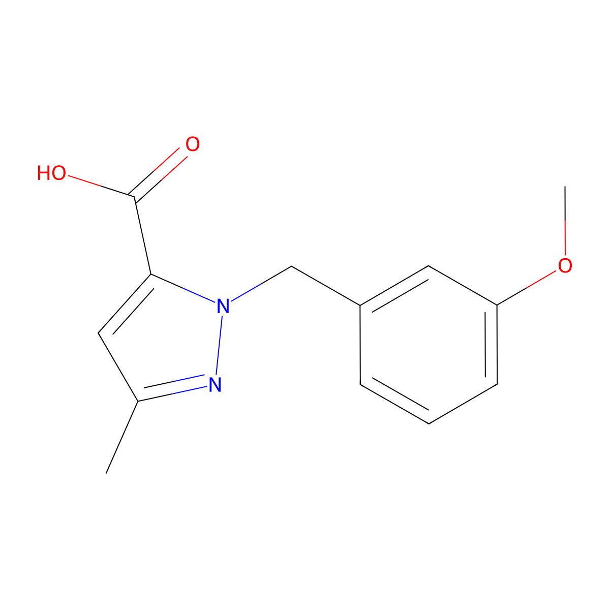1-(3-Methoxybenzyl)-3-methyl-1H-pyrazole-5-carboxylic acid molecular structure, CAS 864522-92-9