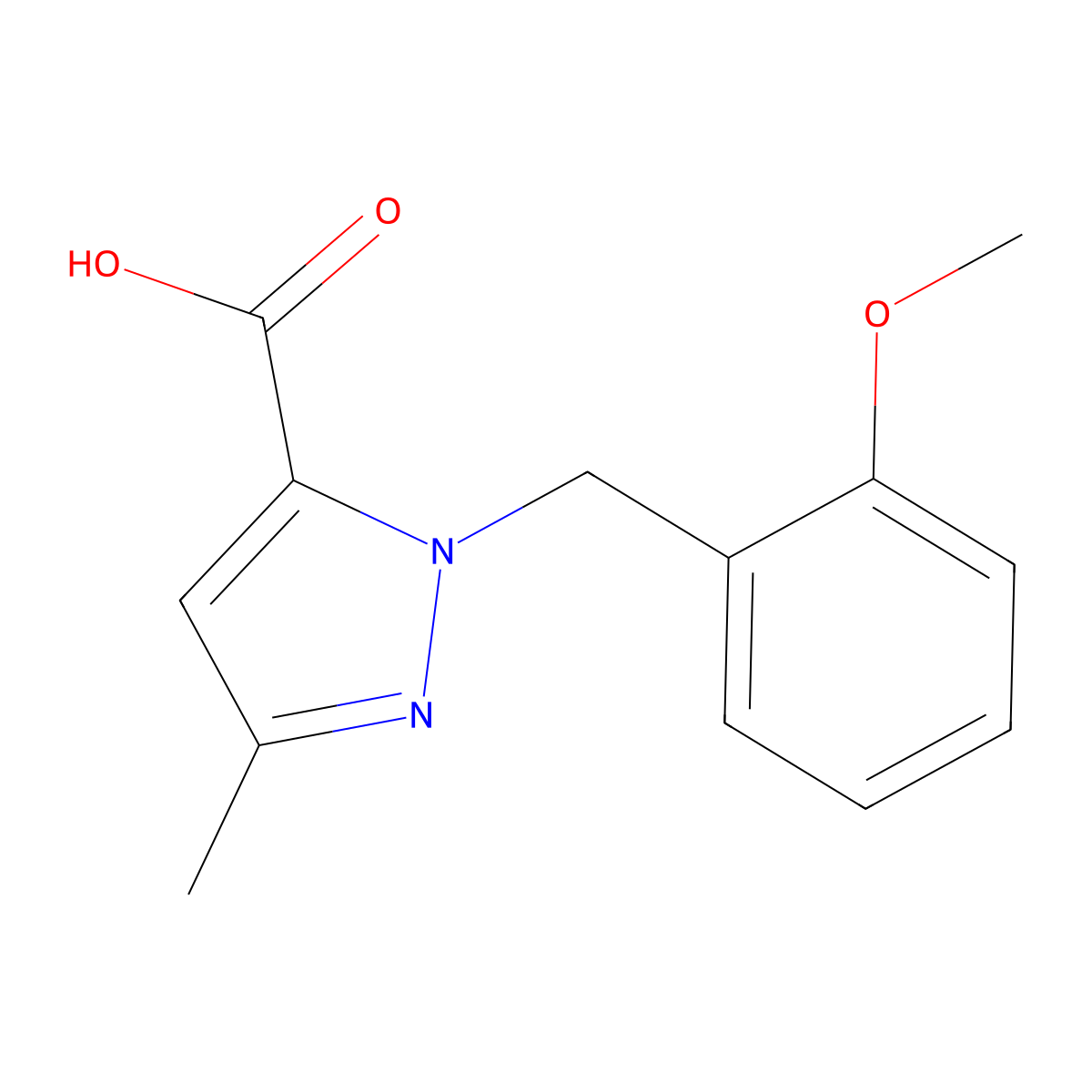2-[(2-Methoxyphenyl)methyl]-5-methyl-pyrazole-3-carboxylic acid molecular structure, CAS 864522-94-1