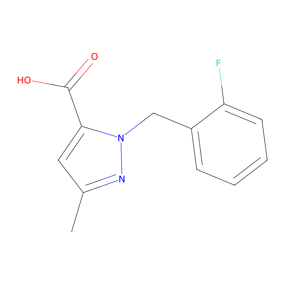 1-(2-Fluorobenzyl)-3-methyl-1H-pyrazole-5-carboxylic acid molecular structure, CAS 864523-18-2