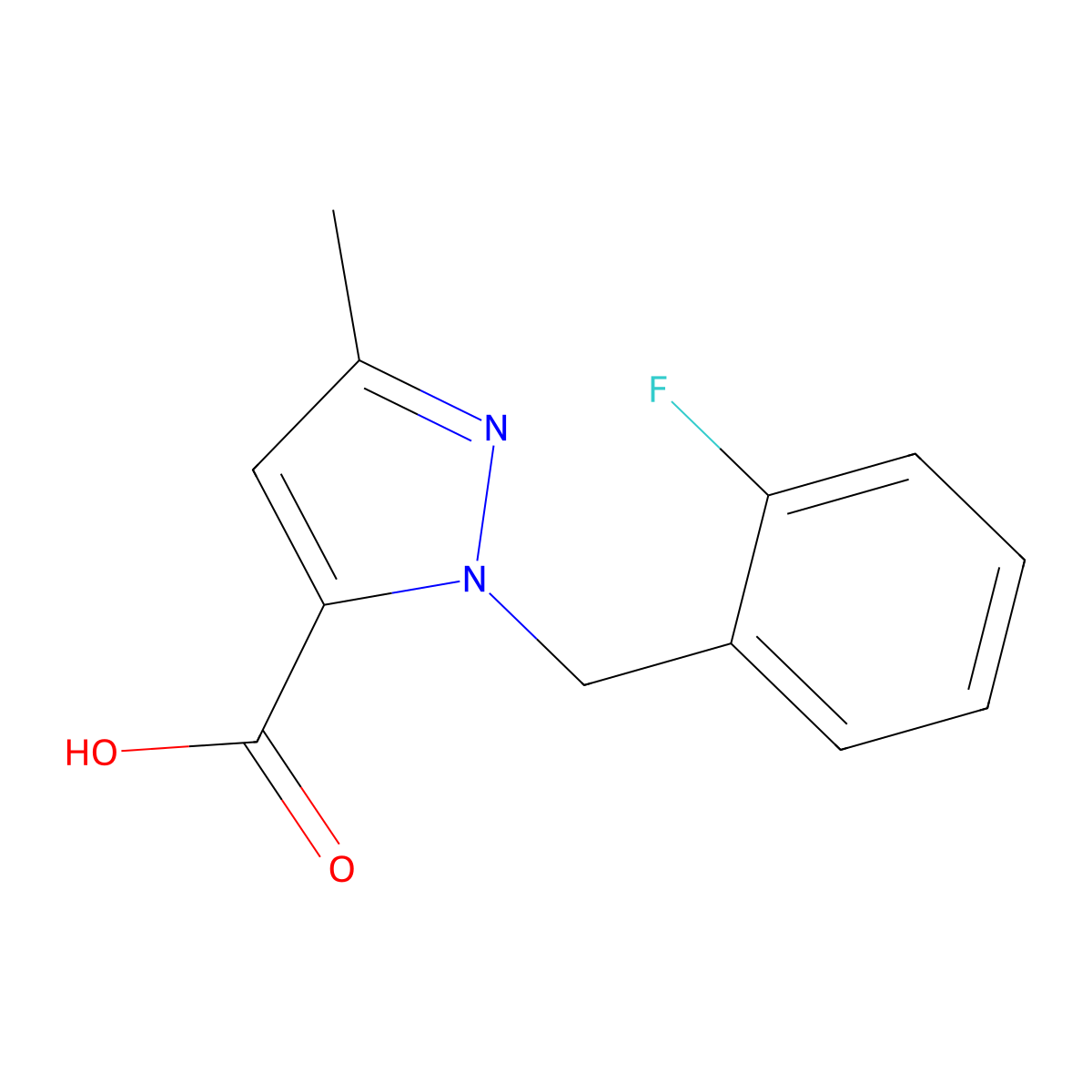 1-(2-Fluorobenzyl)-3-methyl-1H-pyrazole-5-carboxylic acid molecular structure, CAS 864523-18-2