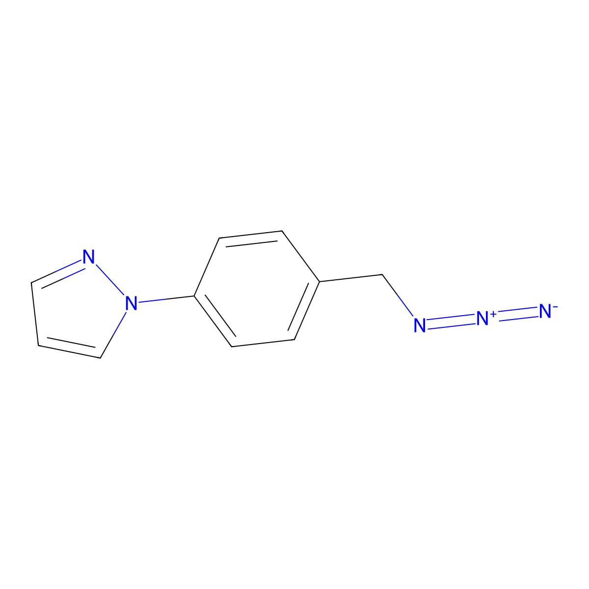 1-[4-(azidomethyl)phenyl]-1H-pyrazole molecular structure, CAS 864528-22-3