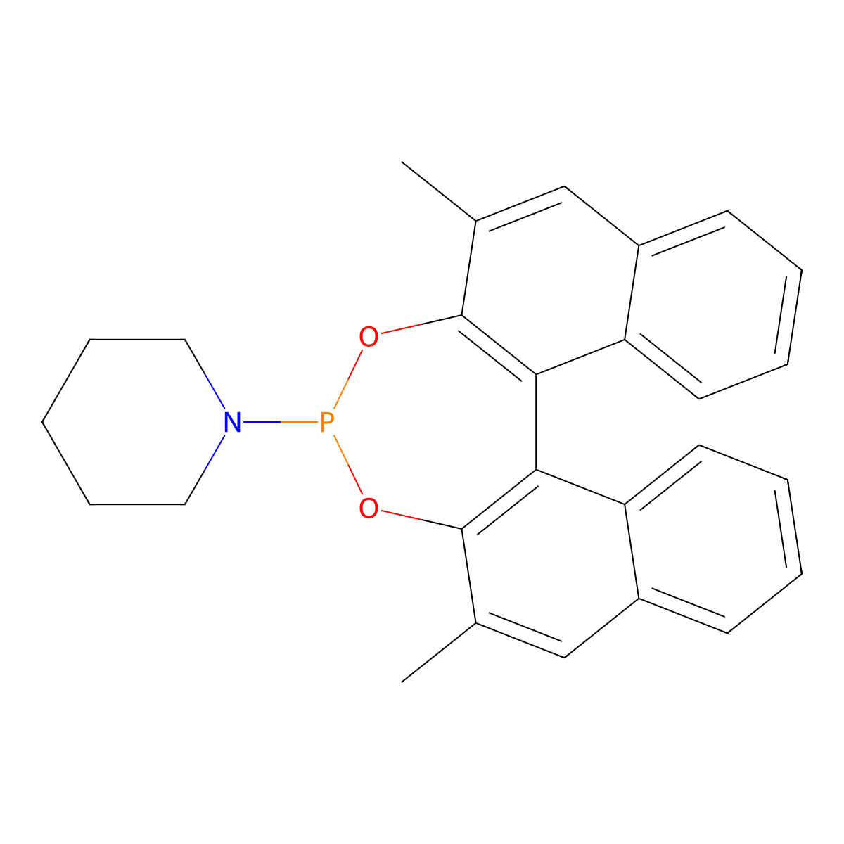 1-((11bR)-2,6-Dimethyldinaphtho[2,1-d:1',2'-f][1,3,2]dioxaphosphepin-4-yl)piperidine molecular structure, CAS 864529-90-8