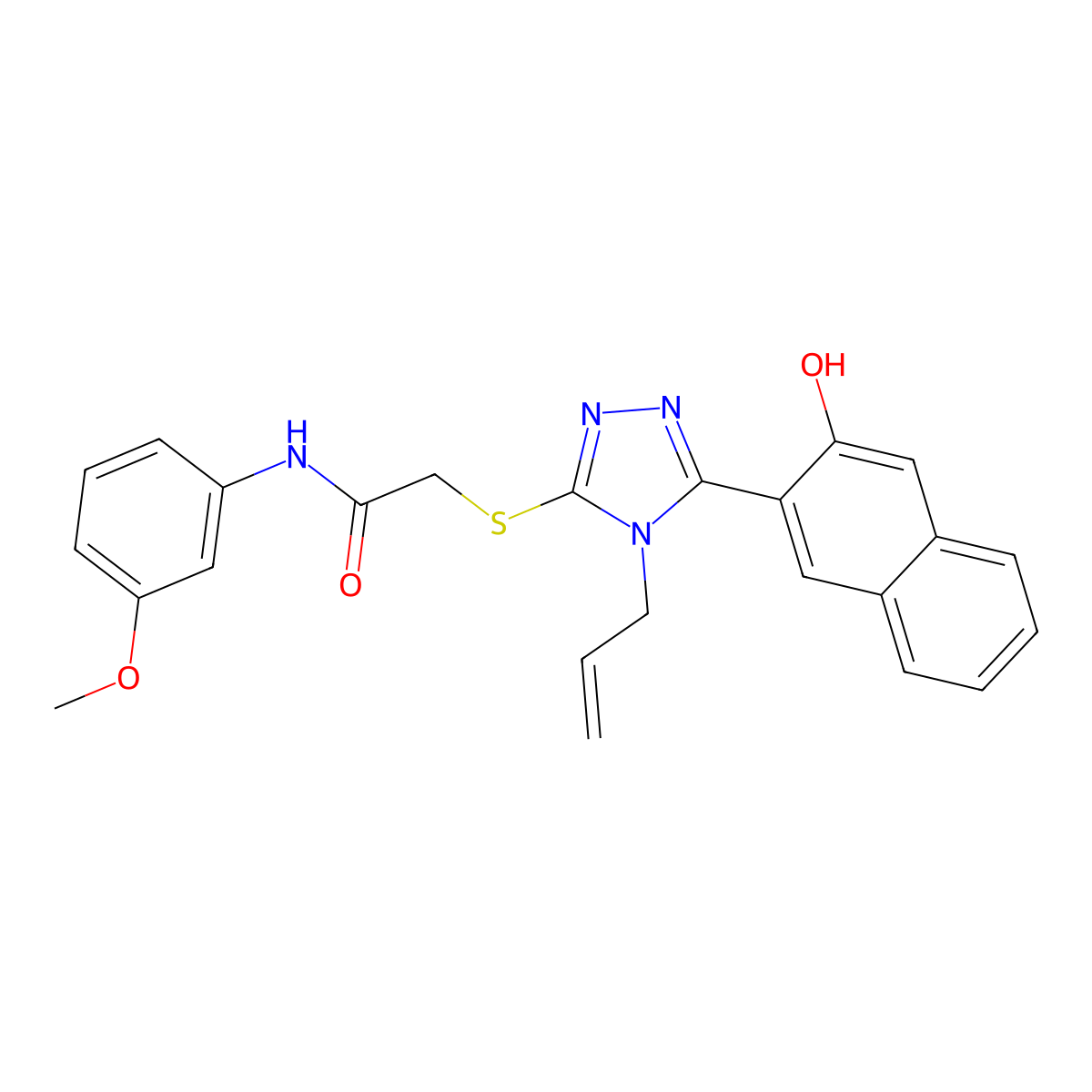 2-{[4-allyl-5-(3-hydroxy-2-naphthyl)-4H-1,2,4-triazol-3-yl]thio}-N-(3-methoxyphenyl)acetamide molecular structure, CAS 864544-38-7