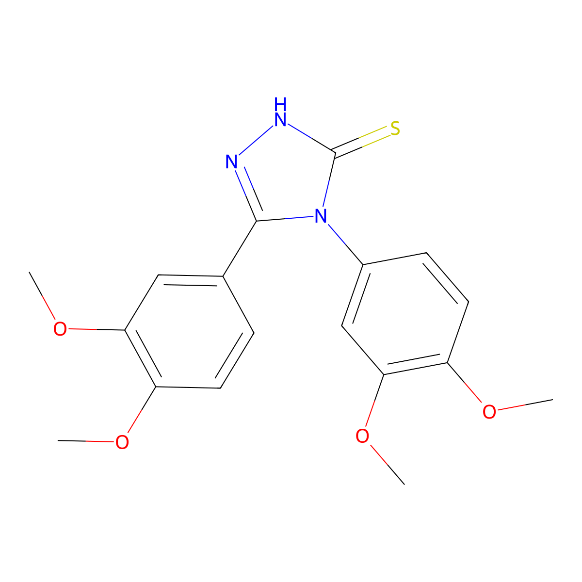 4,5-Bis(3,4-dimethoxyphenyl)-1,2,4-triazole-3-thiol molecular structure, CAS 864544-39-8