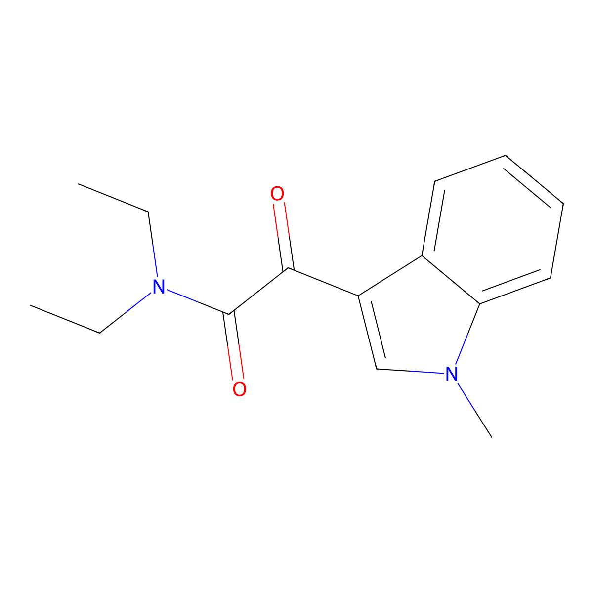 N,N-diethyl-2-(1-methylindol-3-yl)-2-oxoacetamide molecular structure, CAS 864544-62-7