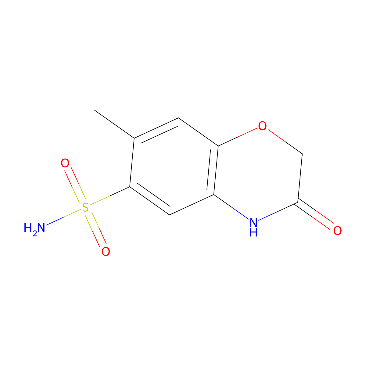 7-methyl-3-oxo-3,4-dihydro-2H-1,4-benzoxazine-6-sulfonamide molecular structure, CAS 864544-84-3
