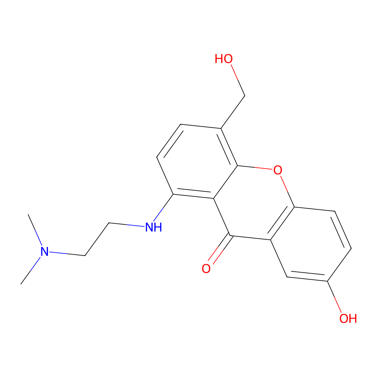 1-((2-(Dimethylamino)ethyl)amino)-7-hydroxy-4-(hydroxymethyl)-9H-xanthen-9-one molecular structure, CAS 86455-98-3