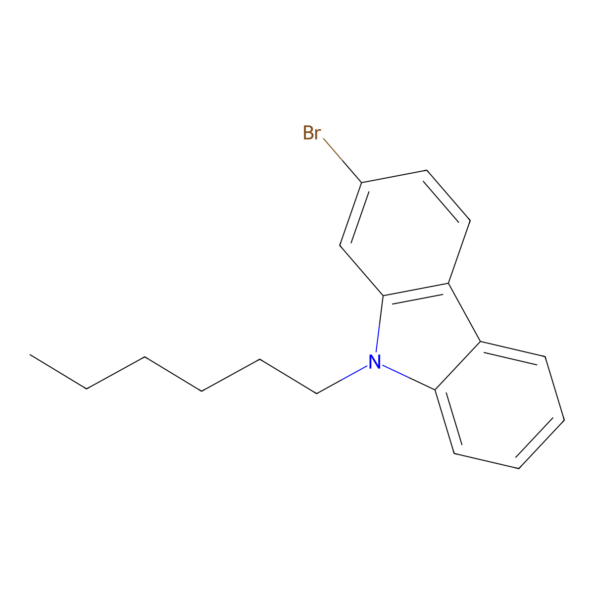 2-Bromo-9-hexyl-9H-carbazole molecular structure, CAS 864550-95-8