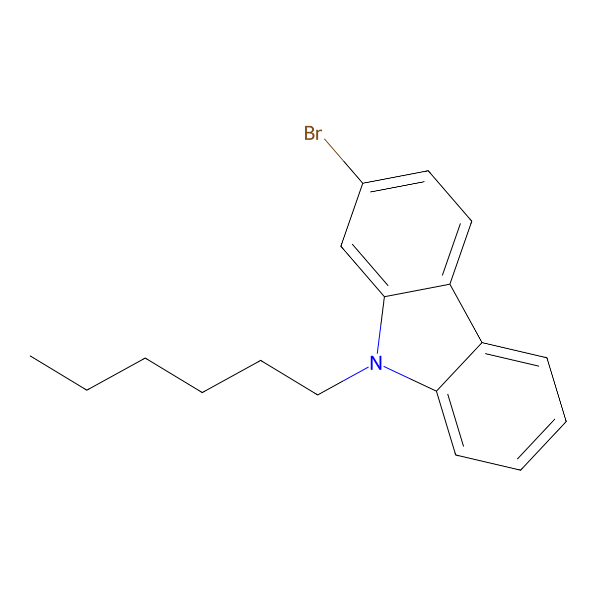 2-Bromo-9-hexyl-9H-carbazole molecular structure, CAS 864550-95-8