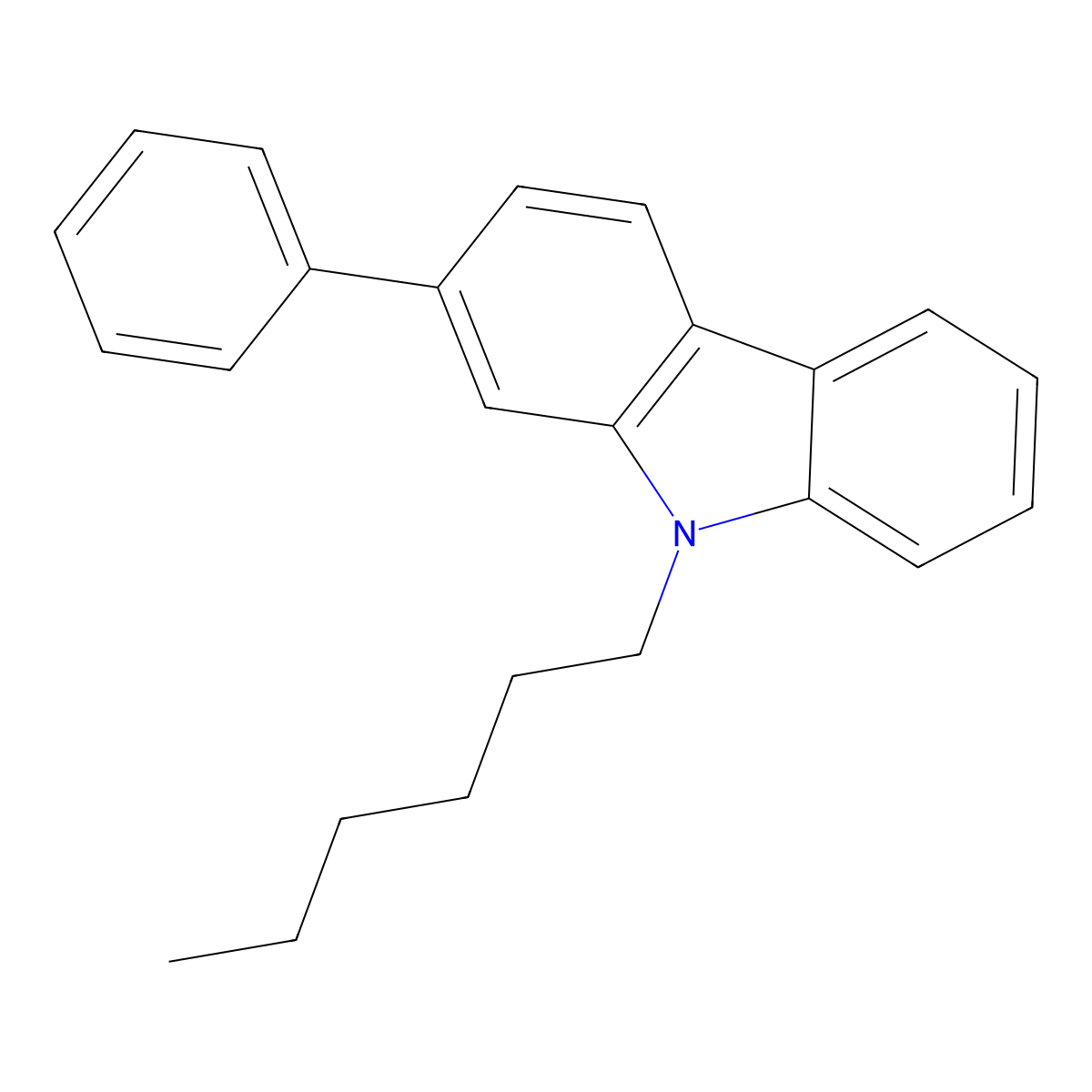 9-Hexyl-2-phenyl-9H-carbazole molecular structure, CAS 864550-96-9