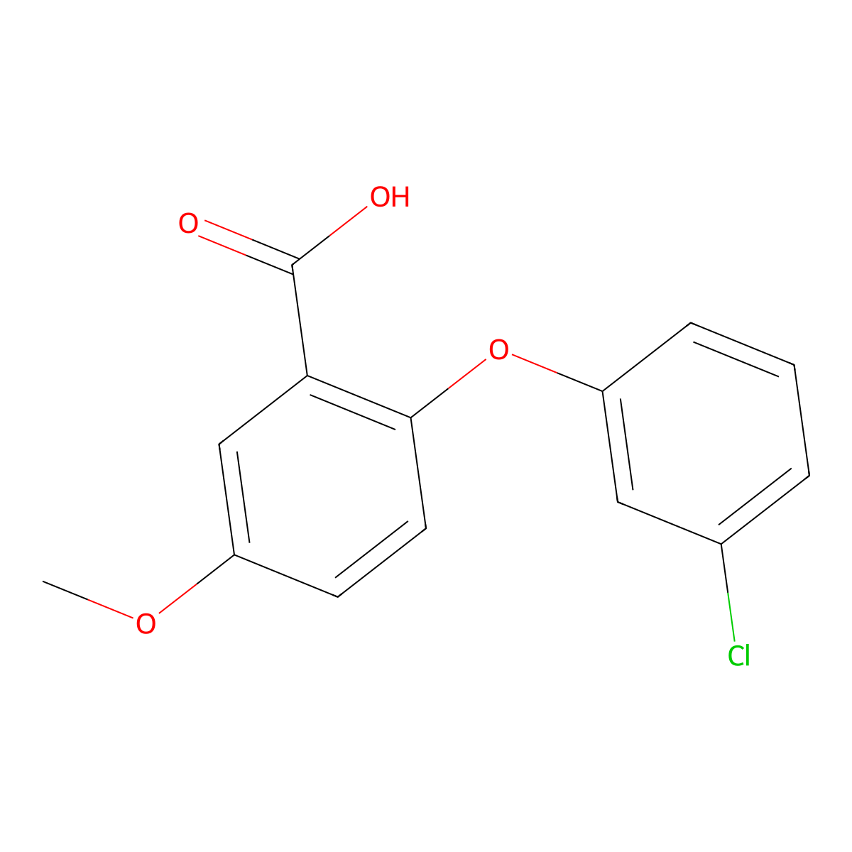 2-(3-Chlorophenoxy)-5-methoxybenzoic acid molecular structure, CAS 86456-12-4