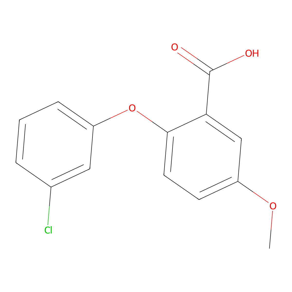 2-(3-Chlorophenoxy)-5-methoxybenzoic acid molecular structure, CAS 86456-12-4