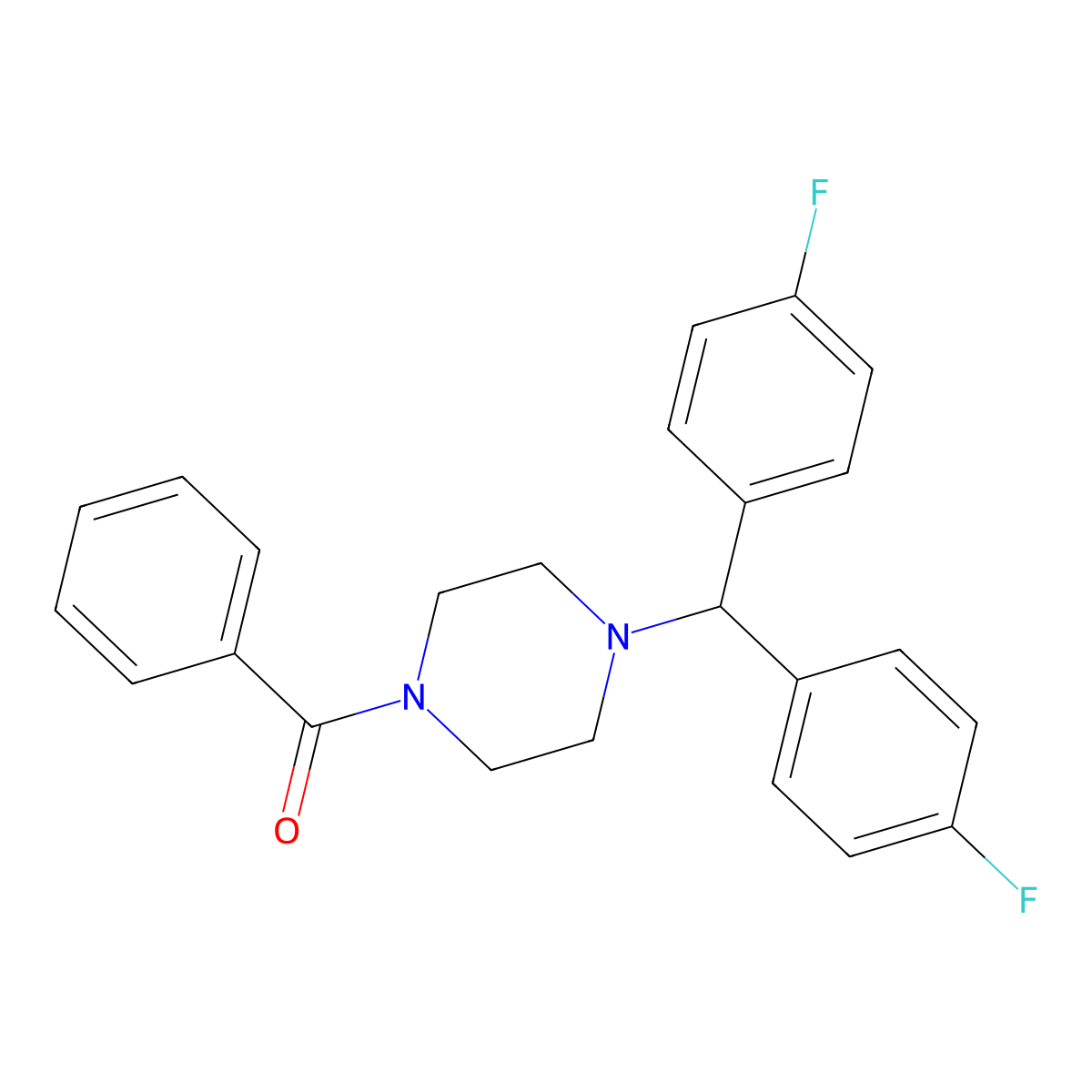 1-Benzoyl-4-[bis(4-fluorophenyl)methyl]piperazine molecular structure, CAS 864628-65-9